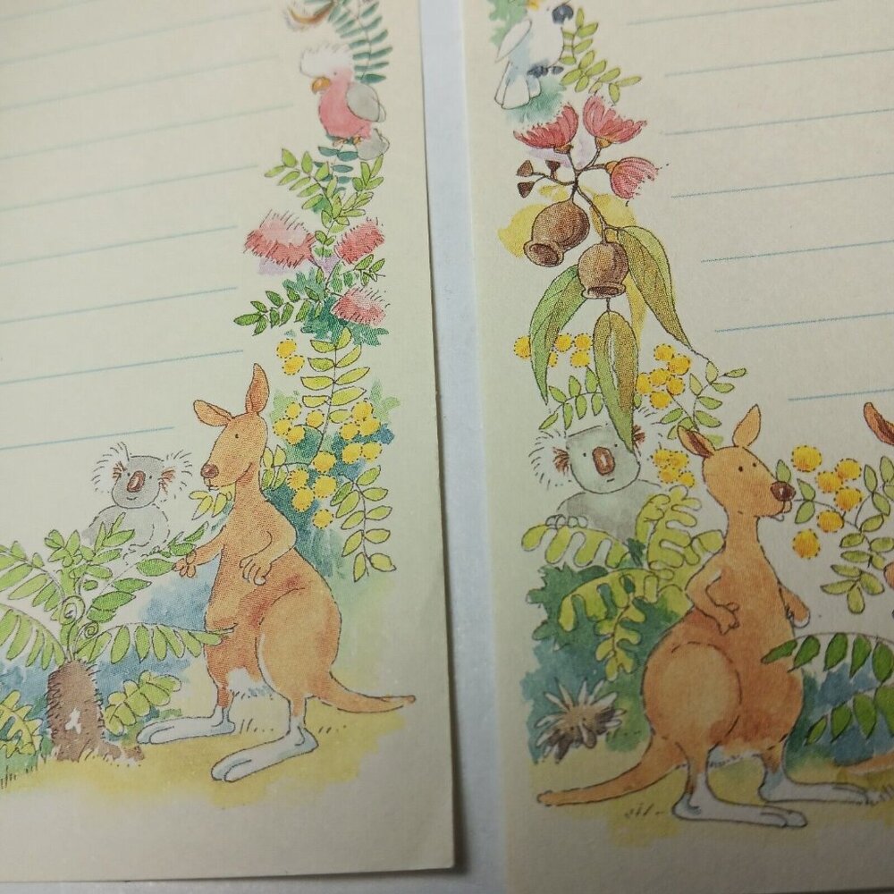 Australian Animals Stationary Paper Lined 5 Sheets Animal Border Letter Writing
